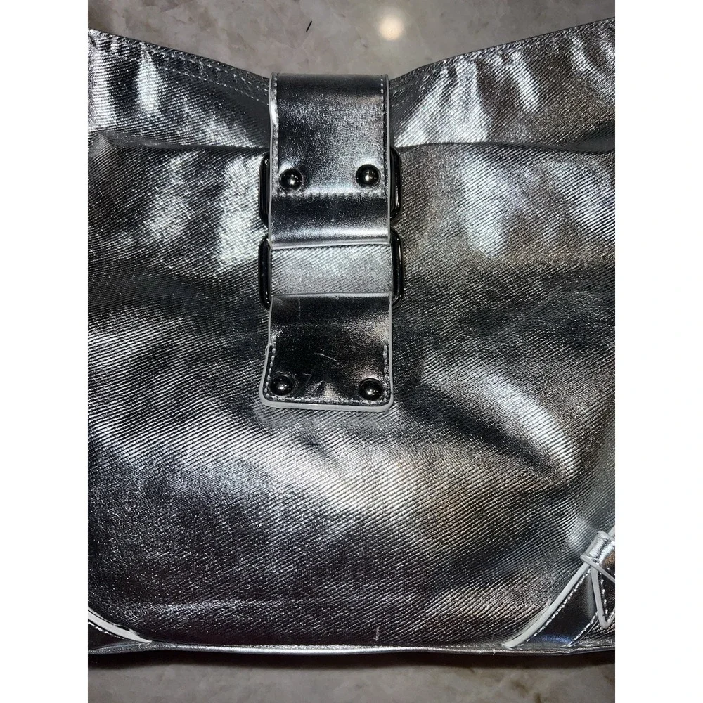 Steve Madden Bcullen Silver Denim Hobo Bag NWT Rhinestone Bling Metallic